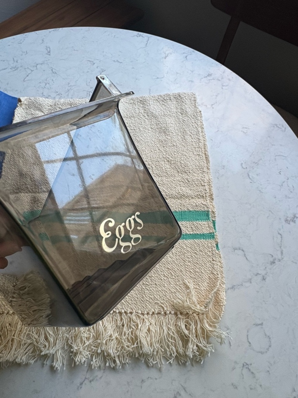 Vintage Egg Storage Canister with Script 'Eggs'